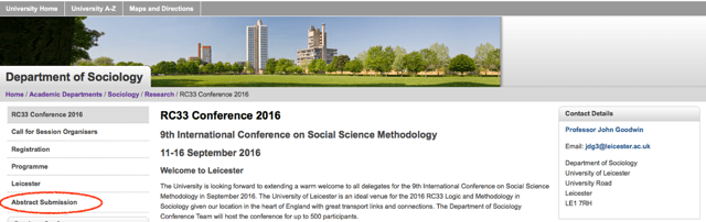 Abstract submissions screenshot